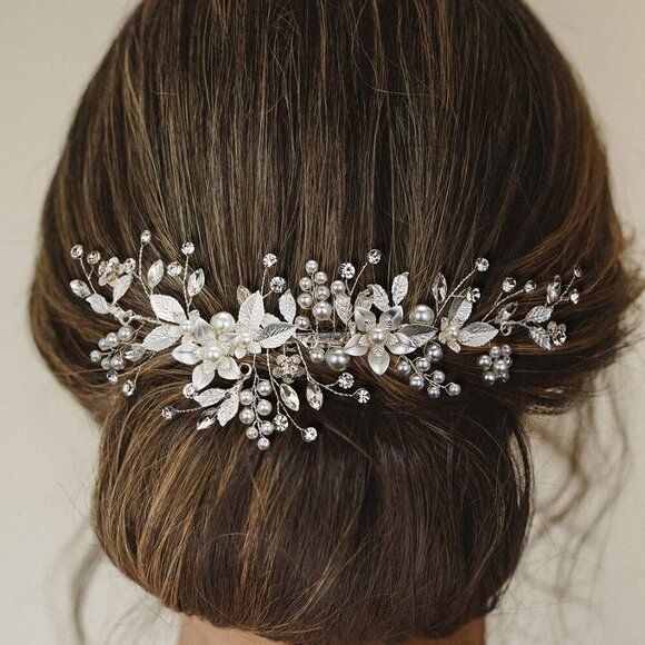 Wedding Hair Clip Comb Handmade Bridal Hair Accessories Silver Romantic main image 5
